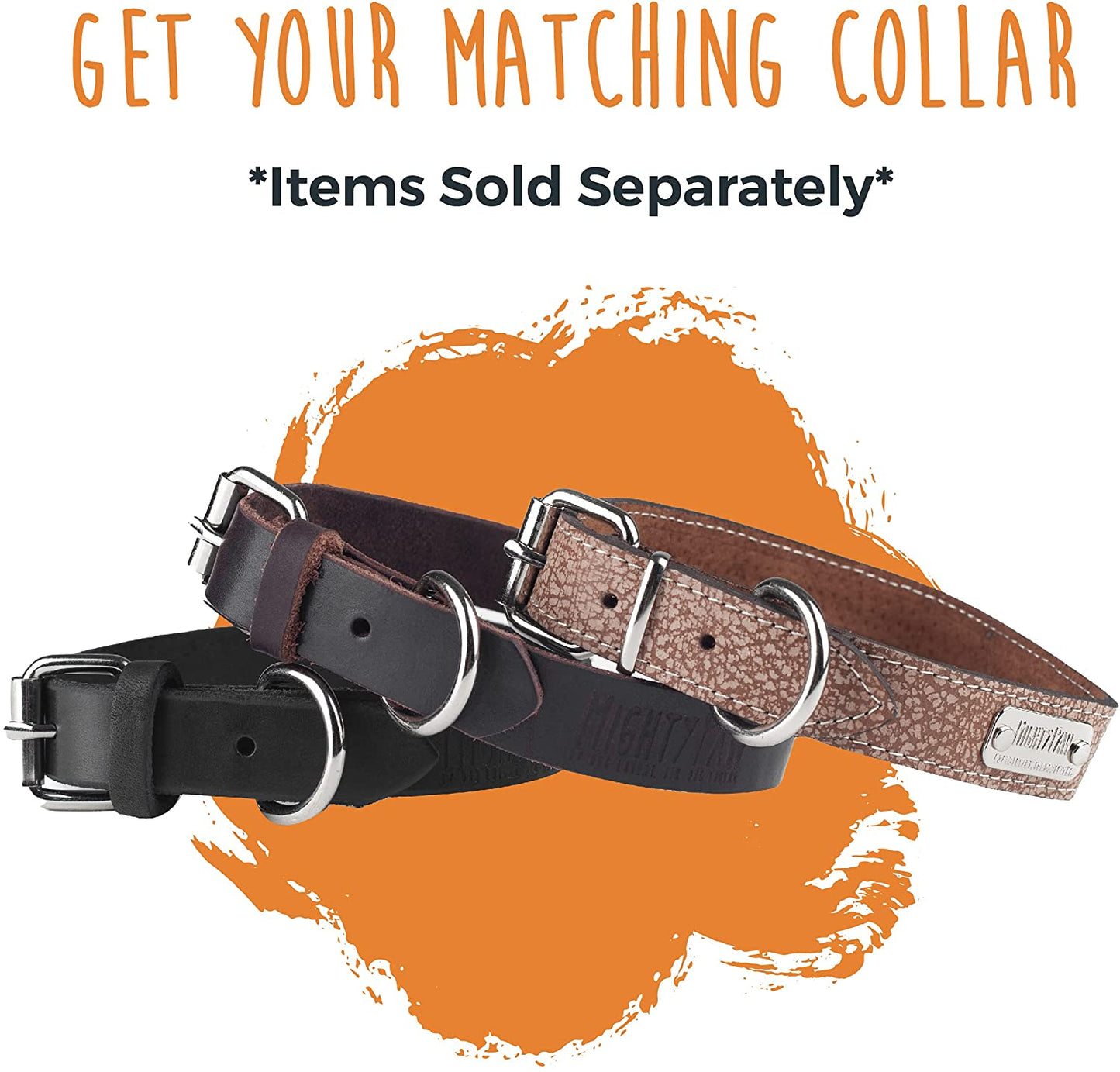 Leather Dog Leash - Genuine Material Leather Leashes for All Pet Sizes - Pet Lead - 5 Ft Premium Quality - Soft Material - Black