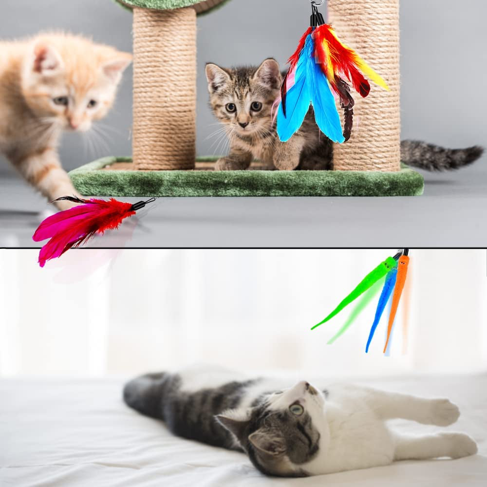 Retractable Cats Feather Wand Toy, Interactive Cat Toys for Cat Exercise