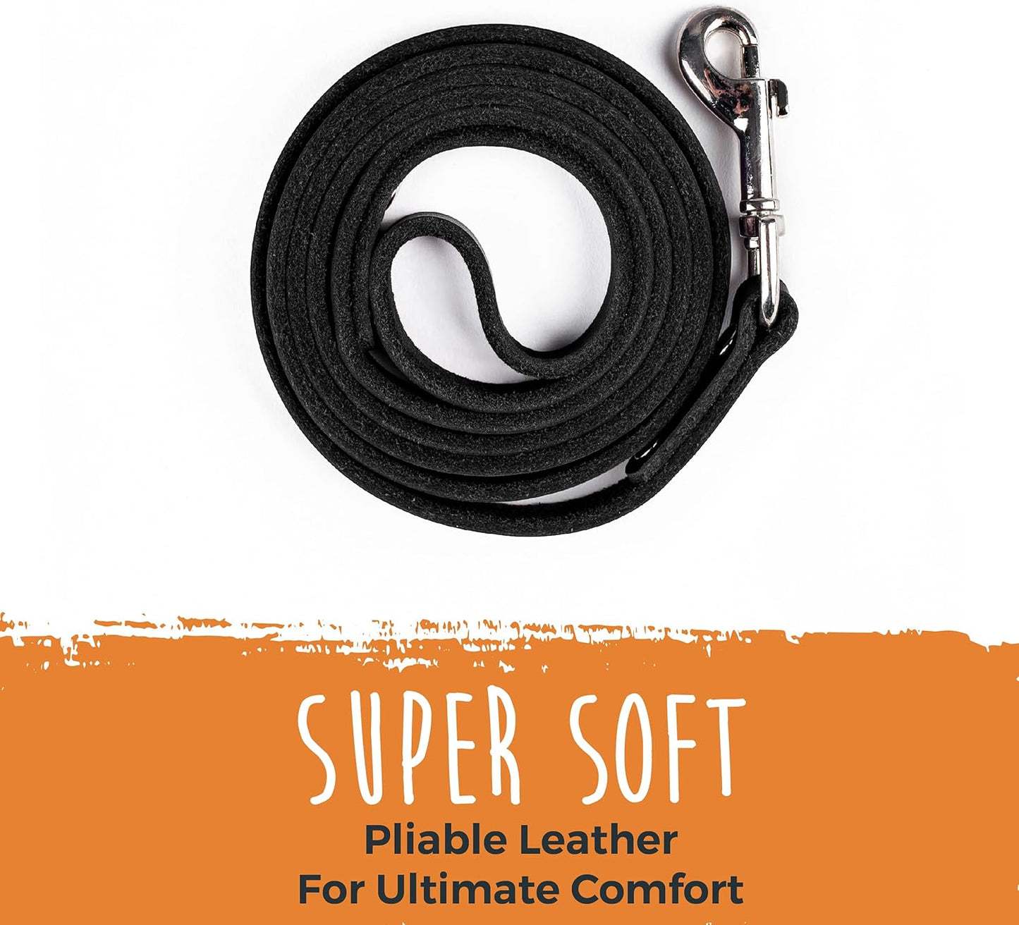 Leather Dog Leash - Genuine Material Leather Leashes for All Pet Sizes - Pet Lead - 5 Ft Premium Quality - Soft Material - Black