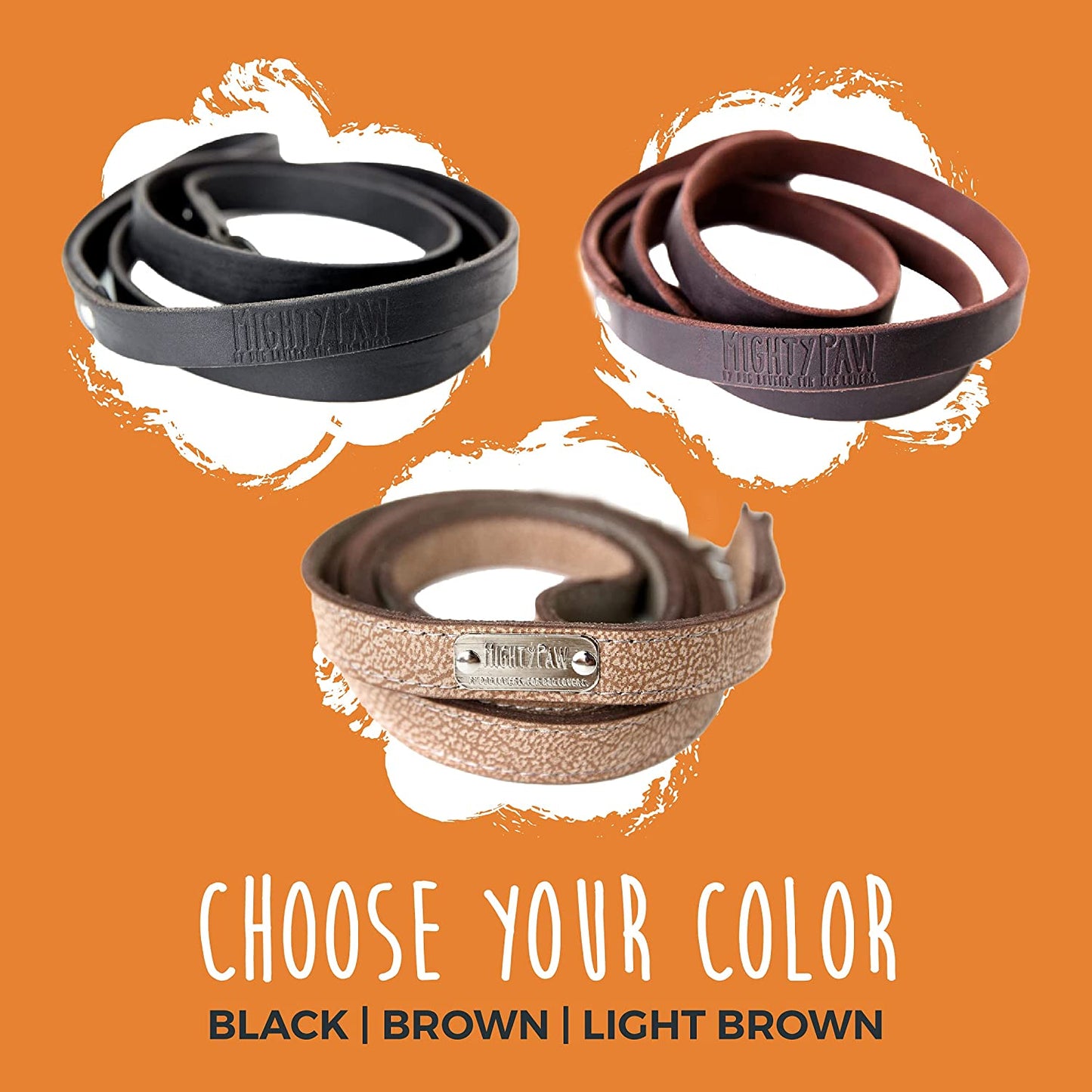 Leather Dog Leash - Genuine Material Leather Leashes for All Pet Sizes - Pet Lead - 5 Ft Premium Quality - Soft Material - Black