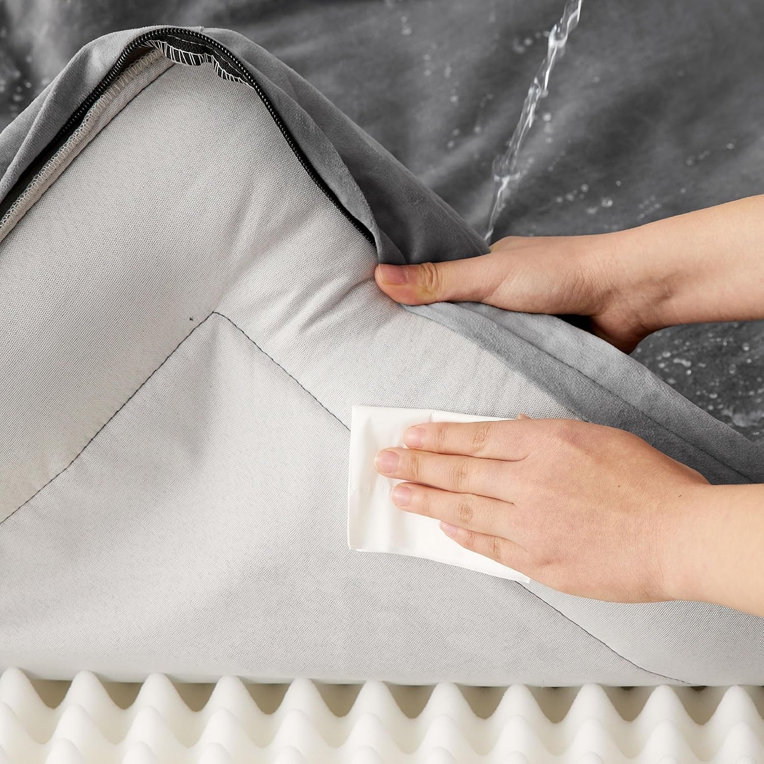 Orthopedic Dog Bed for Medium Dogs - Waterproof Dog Sofa Beds Medium, Supportive Foam Pet Couch Bed with Removable Washable Cover, Waterproof Lining and Nonskid Bottom, Grey, 28"X23"X6.5"