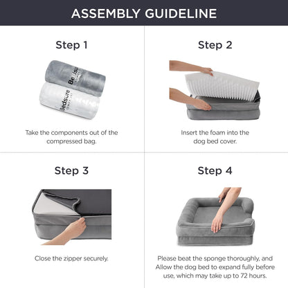 Orthopedic Dog Bed for Medium Dogs - Waterproof Dog Sofa Beds Medium, Supportive Foam Pet Couch Bed with Removable Washable Cover, Waterproof Lining and Nonskid Bottom, Grey, 28"X23"X6.5"