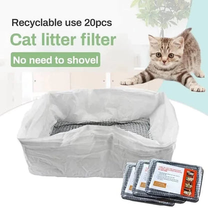 10Pcs Cat Litter Tray Liners Drawstring Cat Litter Tray Bags with Filter Net Reusable Cat Waste Filter Net Cat Pets Cleaning