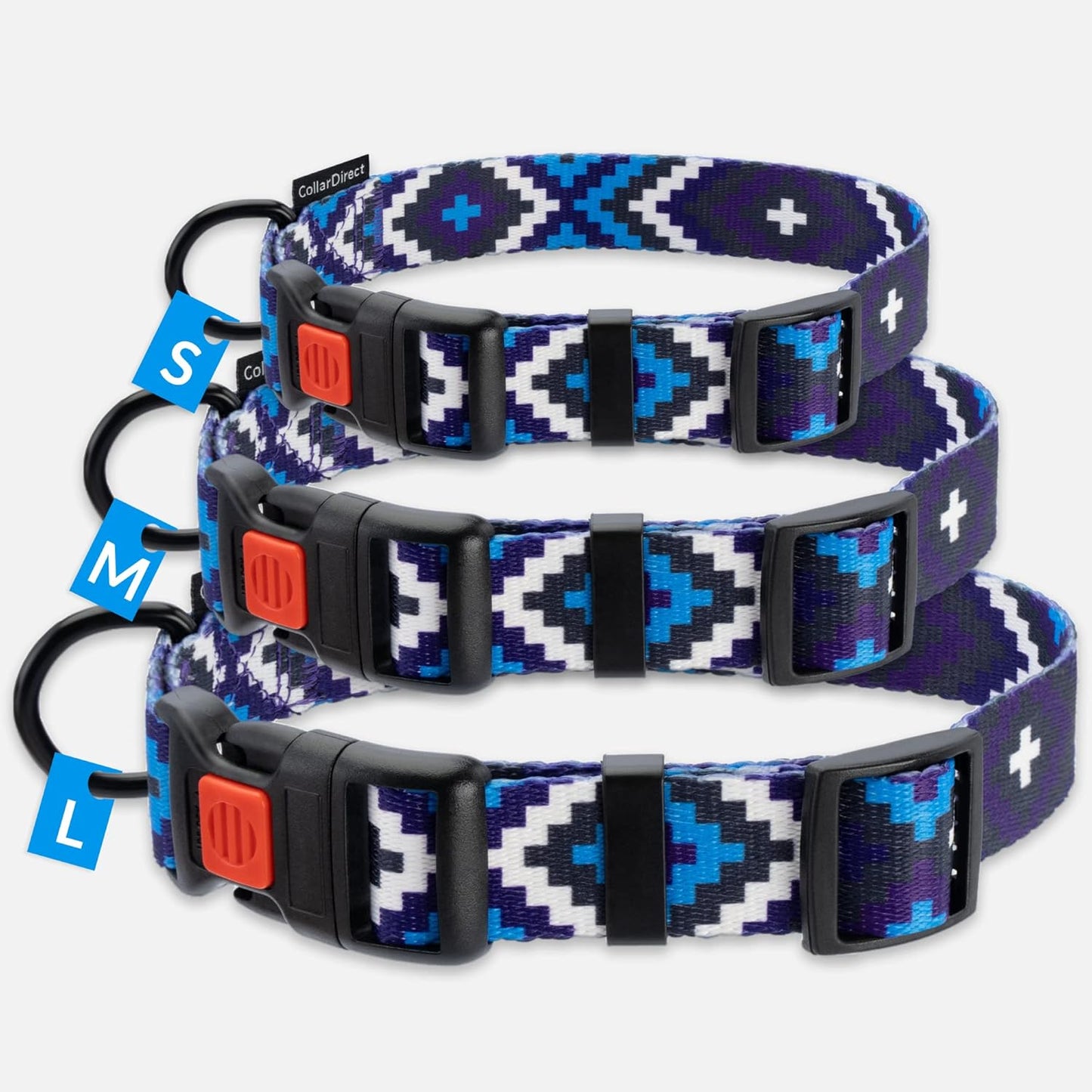 Aztec Dog Collar Adjustable Nylon Tribal Pattern Geometric Pet Collars for Dogs Small Medium Large Puppy (Ethnic Teal, Neck Fit 10"-13")