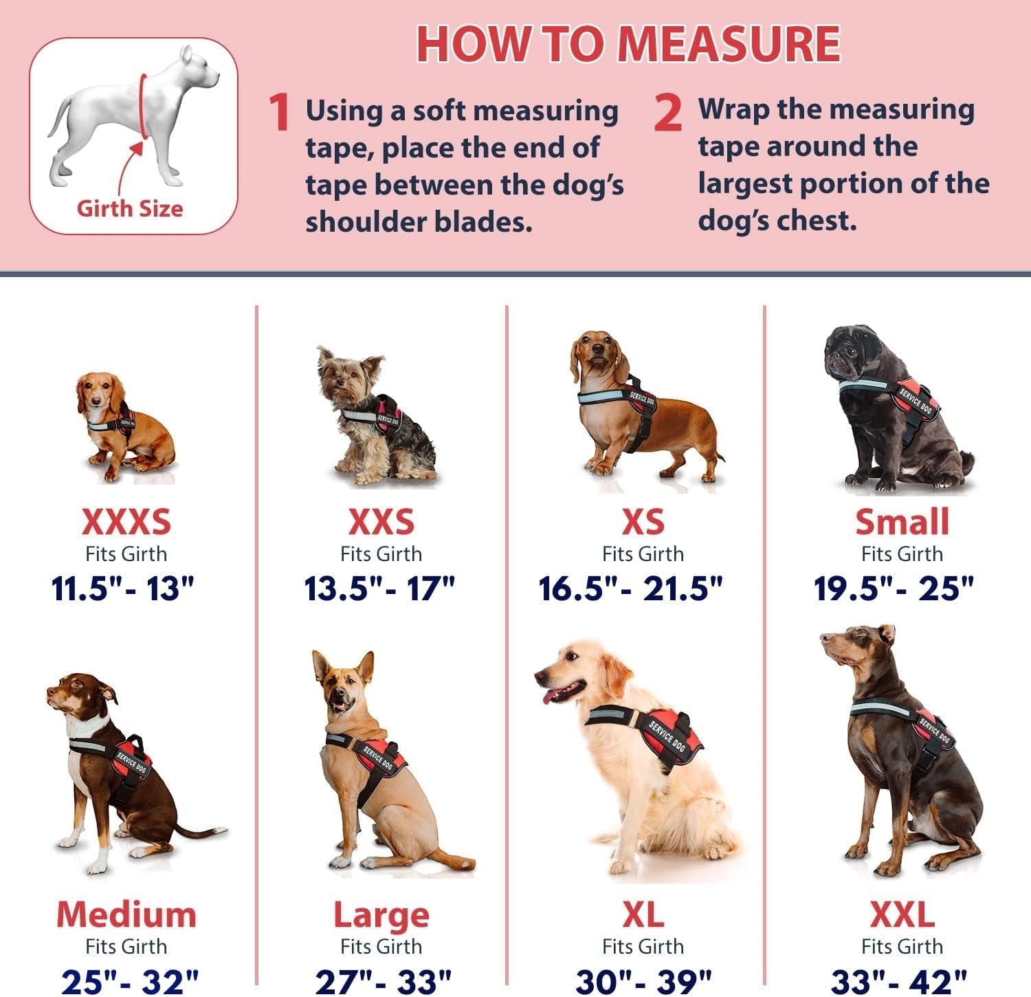 Service Dog Vest with Hook and Loop Straps & Matching Leash Set - Harnesses from XXS to XXL - Service Dog Harness Features Reflective Patch and Comfortable Mesh Design (Red, Small)