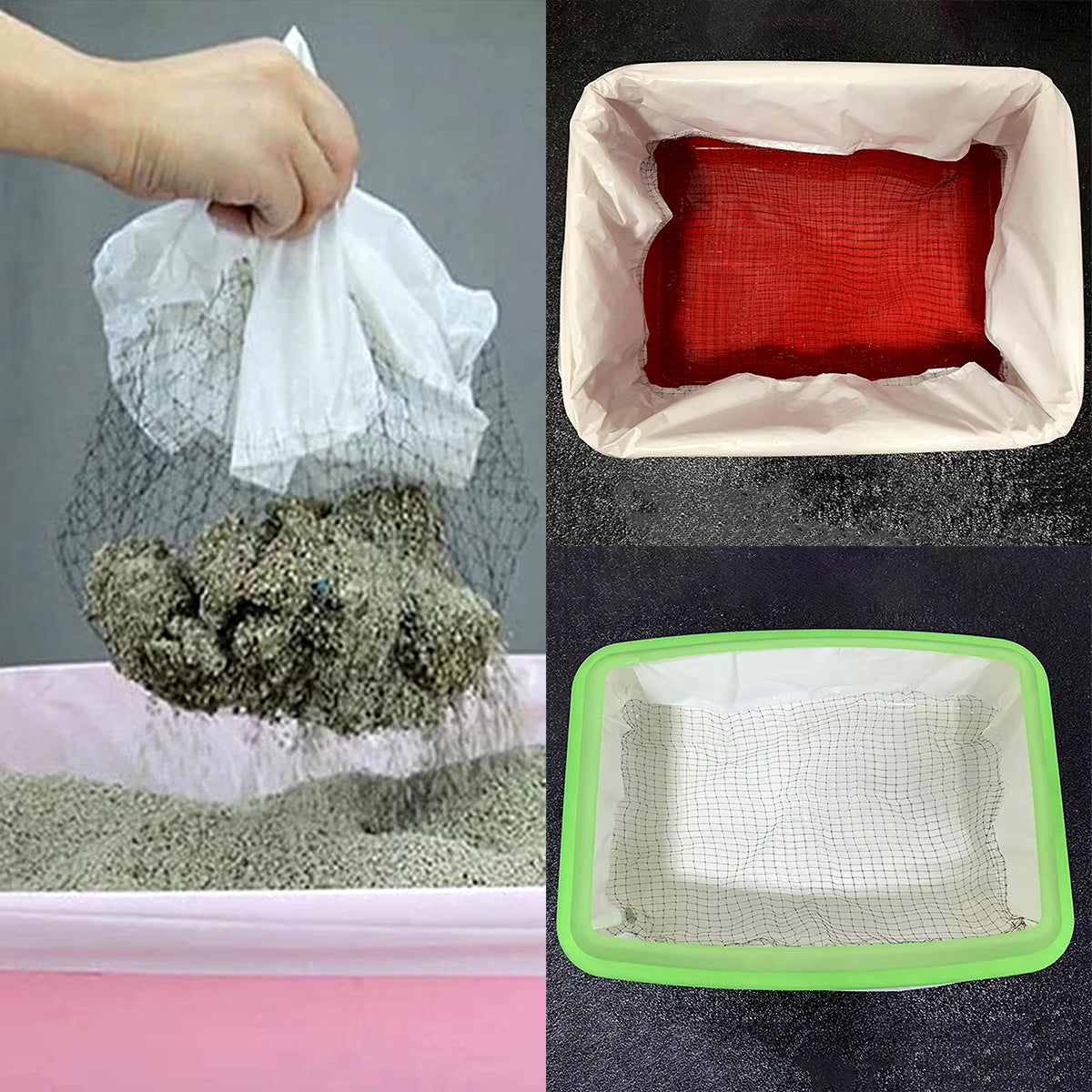 10Pcs Cat Litter Tray Liners Drawstring Cat Litter Tray Bags with Filter Net Reusable Cat Waste Filter Net Cat Pets Cleaning