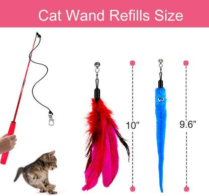 Retractable Cats Feather Wand Toy, Interactive Cat Toys for Cat Exercise