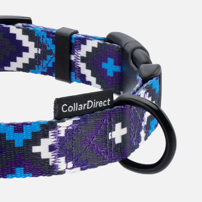 Aztec Dog Collar Adjustable Nylon Tribal Pattern Geometric Pet Collars for Dogs Small Medium Large Puppy (Ethnic Teal, Neck Fit 10"-13")